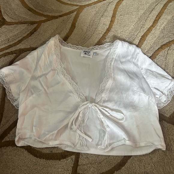 Princess Polly tie up silky lace tee - Picture 1 of 3